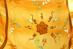 Wholesale water color sarong-brighten yellow sarong wrap with fansy flower decor