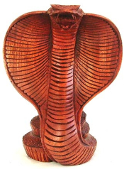 Abstract carving cobra statue, made of tropical wood