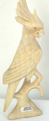 White hard wood made of, parrot statue abstract carving