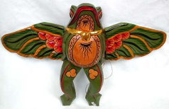 Animal room decor - color painted wooden flying frog