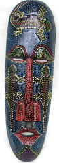 2004 art and craft trend - blue painted dot pattern long nose mask with gecko on cheeks and forehead