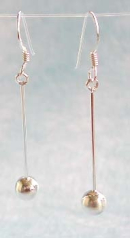 Wholesale treniest earring, rounded bead long strip sterling silver earring