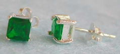 Sterling jewelry online catalog, silver stud earring with green cz