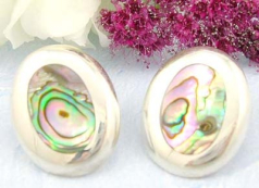 Abalone discount jewelry shopping online round circle shaped sterling silver earrings with Paua shel