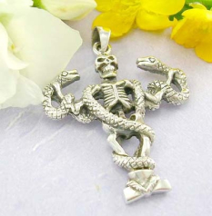 Shopping hip hop pendant store skull with dragon around forming in cross shape design with 925 sterl
