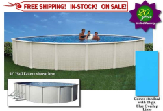 Alta 12' Round 48" Steel Pool with 6" Toprail with 20-GA. Blue Overlap Liner (NL201-20)