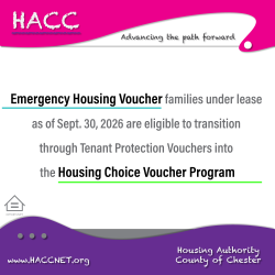 HACC Announces Transition of Emergency Housing Voucher Families to Housing Choice Voucher Program