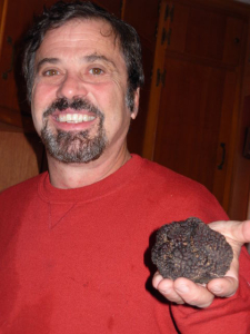 Franklin Garland holding North Carolina grown black Perigord truffle found December 10. 2008.