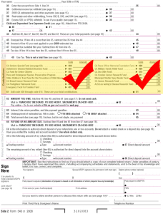 Graphic of contributions section of California state tax form