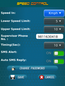 Screen Shots of Speed Control App