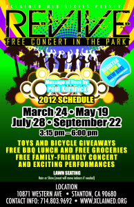 Xclaimed - "Concert in the Park" 2012 Schedule