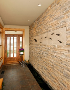 Recycled Stone Tile with Fossils in Entryway