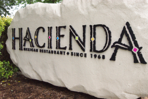 Hacienda's new logo is also their new sign