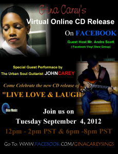 Gina Carey " Virtual CD Release Party " Flyer