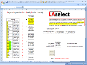 Screenshot with regular expression sorting sample