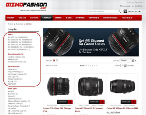Gizmofashion.com SLR Search Functionality