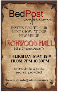 Press Invitation For BedPost Confessions on May 15th