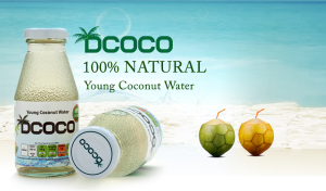 DCOCO 100% Natural Young Coconut Water in 210 ml glass bottles