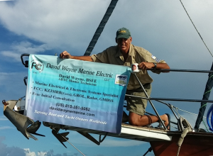 The owner displaying his LLC shingle on the bowsprit. "It is my company that is promoting the Movement."