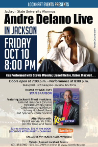 Andre Delano Oct 10th Jackson, MS Flyer