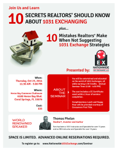 1031 Exchange Seminar Flyer