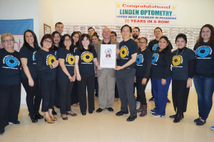 Doctors and Staff of Linden Optometry A P.C. Accept Platinum Award