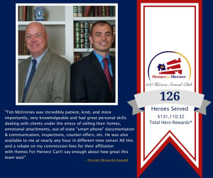 The McKinnies Team graphic with 126 Heroes Served and Hero Testimonial