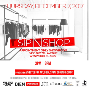 December 7, 2017: Appointment Only Showroom "Sip & Shop" - Hosted by Athletes For Art