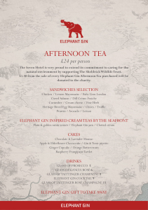 Elephant Gin Afternoon Tea Menu