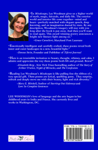 Back cover of MINDSCAPES with author photo and critical comments