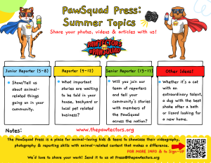 PawSquad Press  - Youth Summer Reporter Prompts