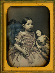Daguerreotype of a girl and her doll by L. Chase of Boston, ca. 1845-55.