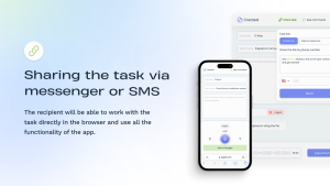 Sharing the task via messenger or SMS