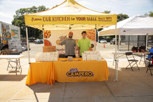 Free hot lunch provided by Pollo Campero