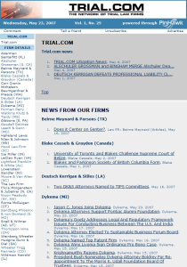 Trial.com Firm News - May 23, 2007 (partial view)