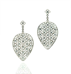 Crysobel White Sapphire and 18K Gold Tear Drop Earrings