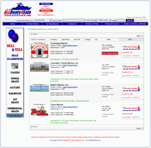 ALLBoats4Sale.com Company Search Results Screen Shot