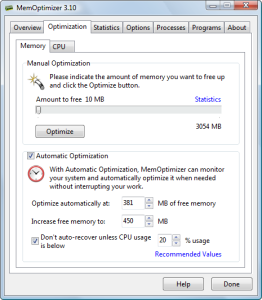 MemOptimizer Screenshot - Memory Optimization