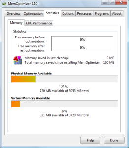 MemOptimizer Screenshot - Memory Performance