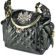 Black Leatherette Quilted Handbag