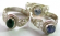 Designer jewelry silver sterling ring with assorted semipresicious gemstones and filigree cutout