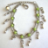 Fashion bracelet in double chain pattern design with multi greenish beads and mini water-drop shape