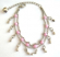 Fashion bracelet in double chain pattern design with multi pinkish beads and mini water-drop shape s