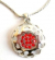 Fashion necklace in twisted chain design with carved-out pattern decor multi red cz