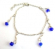 Fashion anklet with 5 mini wave strip holding 5 blue beads dangle