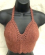 Brown crochet top with swirl cup and bottom design in fan pattern
