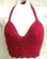 Crimson crochet top with swirl cup and bottom design in fan pattern
