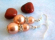 Beaded jewelry importer, double orange imitation pearl earring with golden bead cap and cz ring