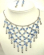 Fashion necklace and earring set, chain necklace with multi light blue rhinestone embedded web shape