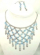 Fashion necklace and earring set, chain necklace with multi blue rhinestone embedded web shape dangl